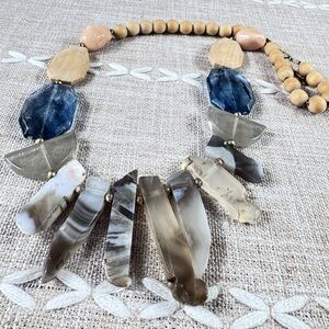 Golden Stella Stone Bars & Wood Beads